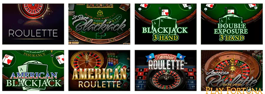 Настольные игры казино Play Fortuna: покер, рулетка, баккара, блек джек и др.